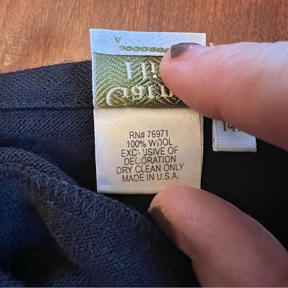 Vintage Garnet Hill Black Floral Embroidered Wool Dress, Size 14 Petite - Picture 6 of 16